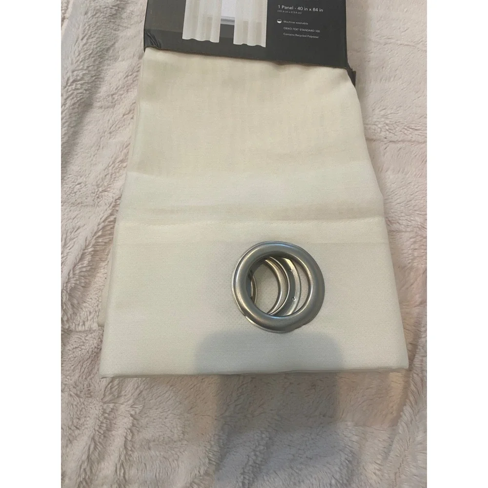 Set of 2 Home Expressions Remy Sheer Grommet Curtains Panel‎ Egret White 40x84